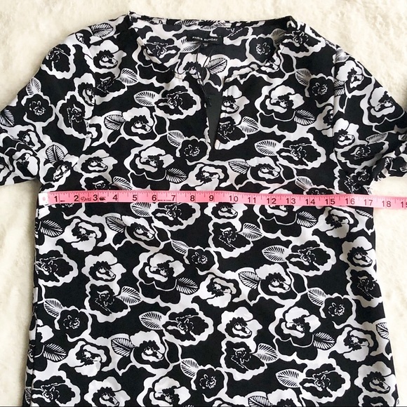 Paris Sunday | Black & White Floral Print Elbow Sleeve Shift Dress *NWT* - Picture 8 of 10
